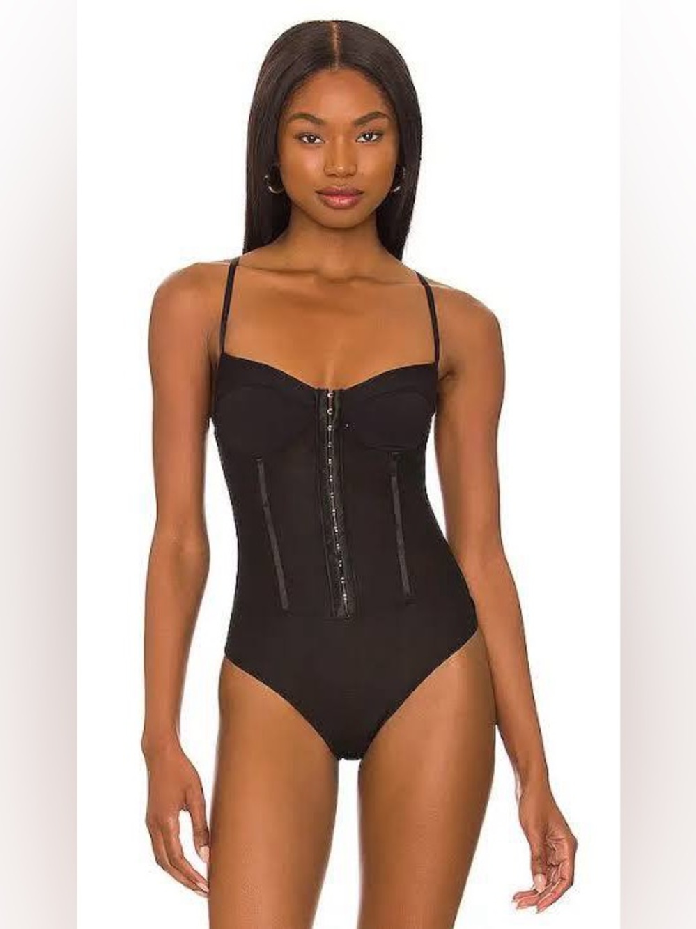 Free People Night Rhythm Corset Bodysuit Black X Small Nwt MSRP $48
